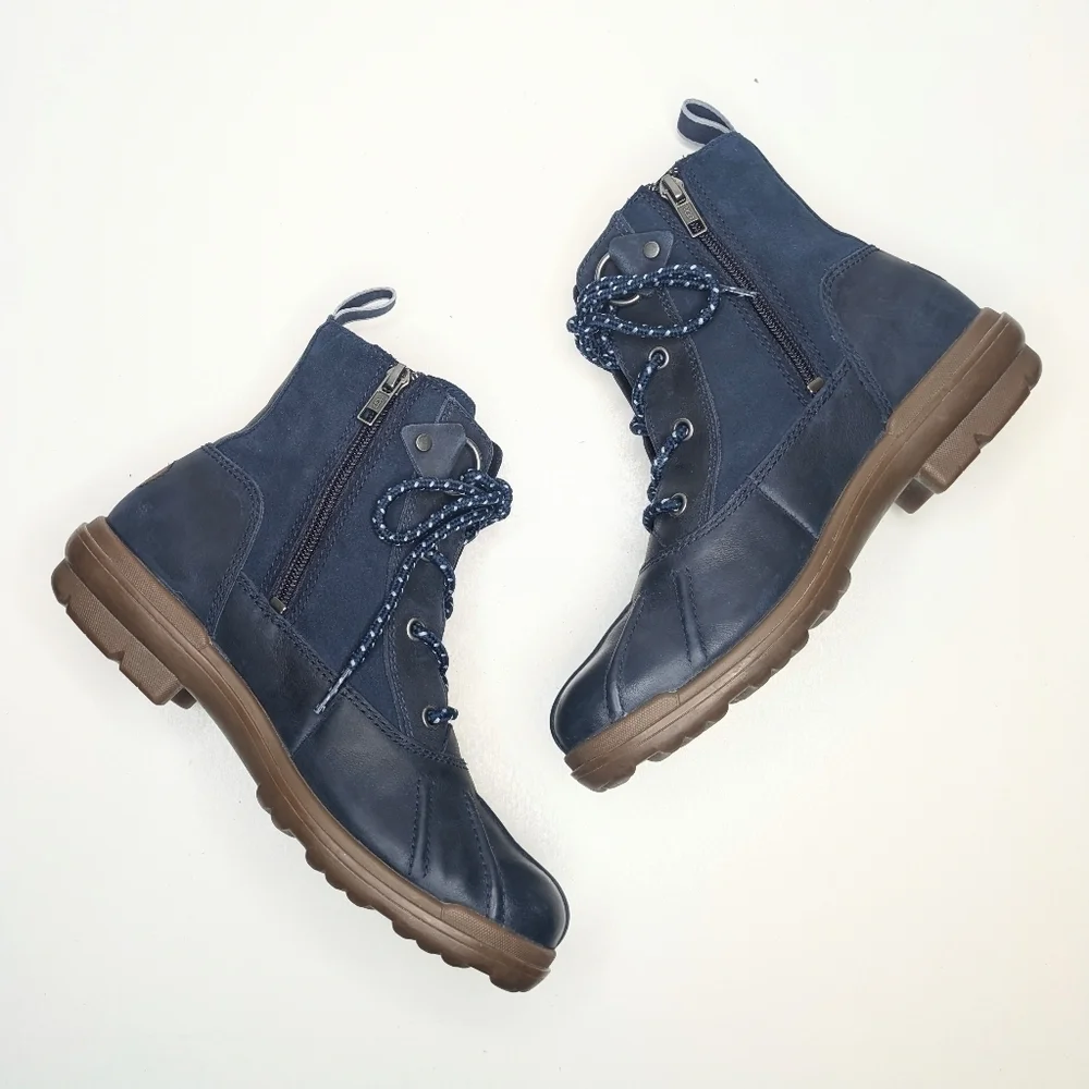 UGG Hapsburg Duck Boots Navy Blue Leather Suede Uppers Women's Size 7.5